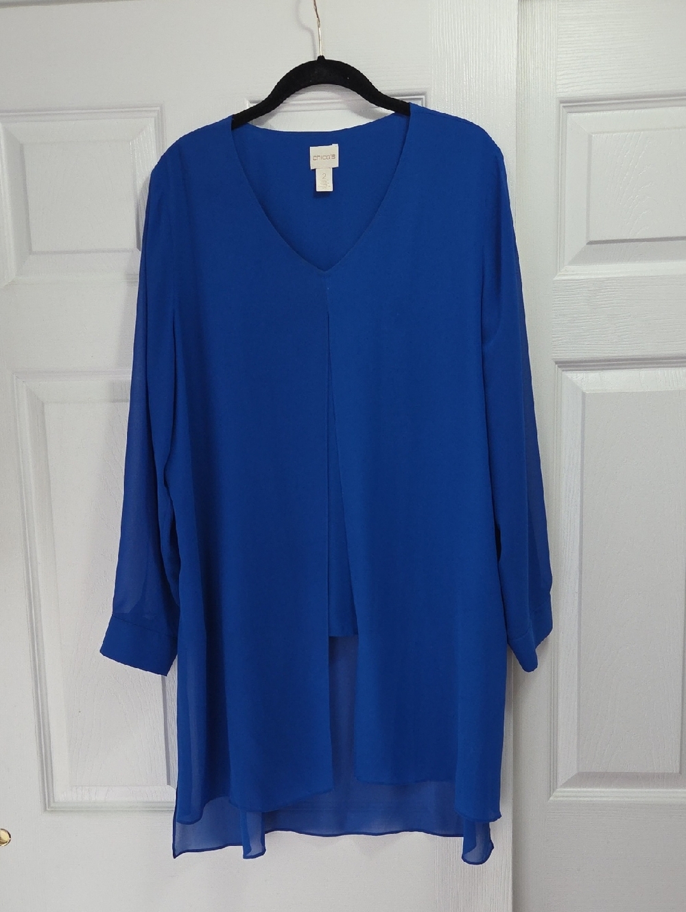 Chico's Royal Blue V-Neck Long Sleeve Tunic